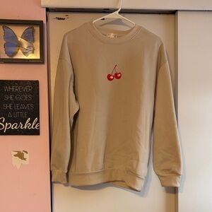 Cherry Embroidered Beige women’s Sweater
